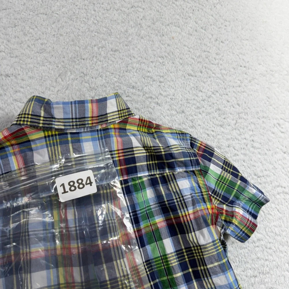 Ralph Lauren Kids Button Down Shirt Plaid Short Sleeve Size 4 4T Church Dressy
